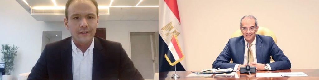 وزير الاتصالات عمرو طلعت خلال لقاءه بنظيره الفرنسي