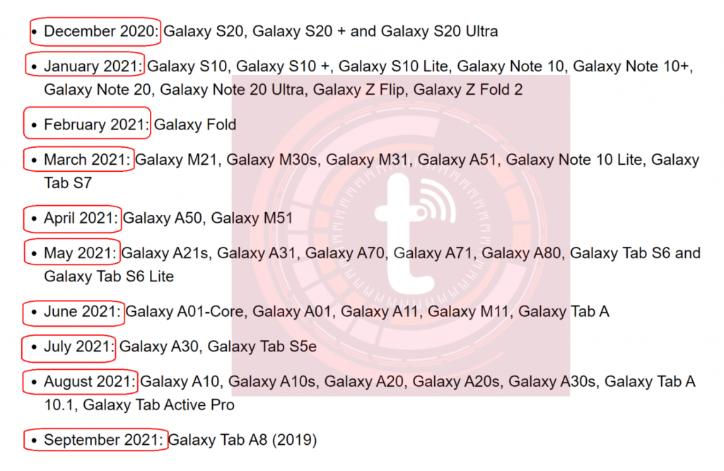قائمة كاملة بمواعيد تحديث اندرويد 11 مع واجهة One UI 3.0 لهواتف جالكسي من سامسونج