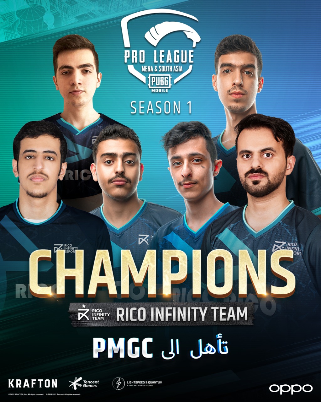 فريق Rico Infinity الفائز في دوري محترفي PMPL MENA & SOUTH ASIA