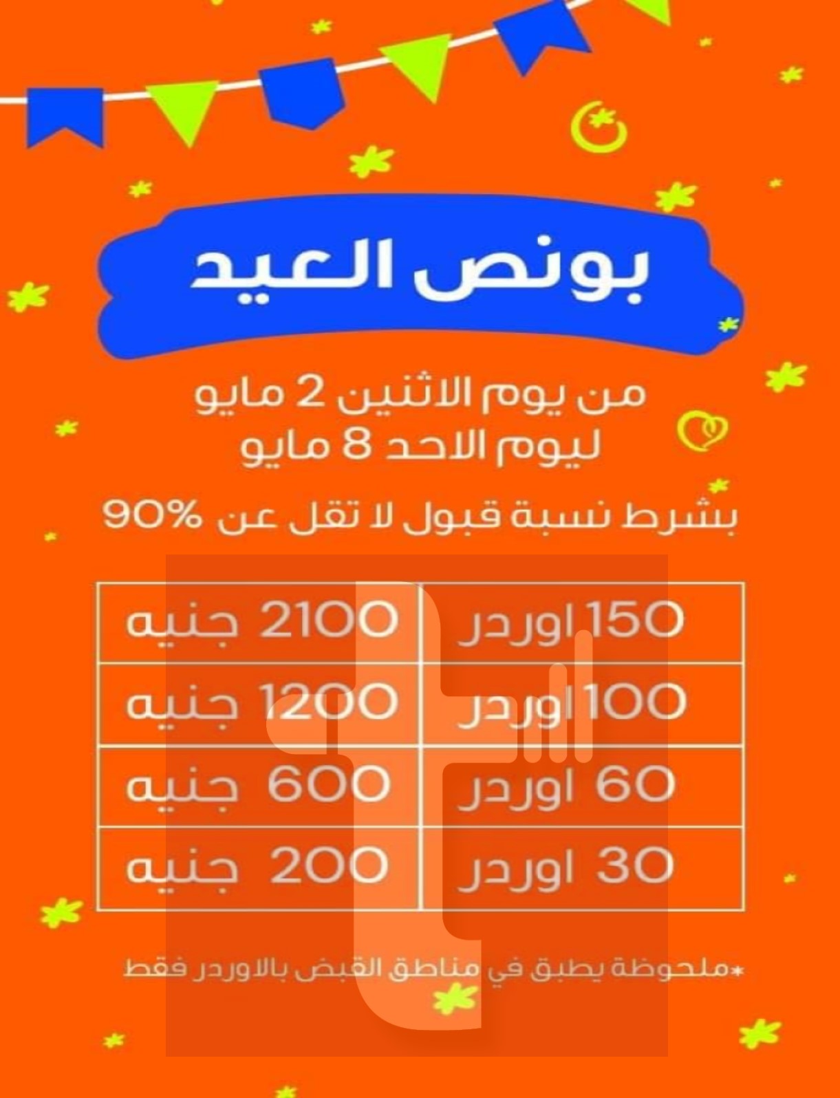 2100 جنيه بونص شركة طلبات في العيد للطيارين حال تنفيذ 150 أوردر