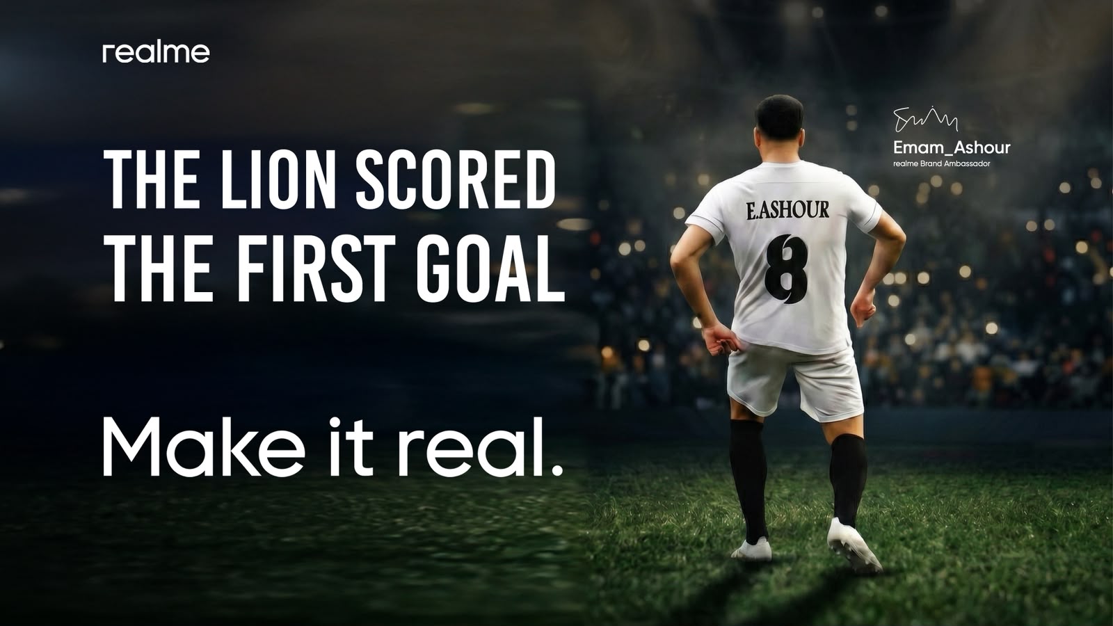 سفير علامة ريلمى التجارية إمام عاشور يسجل أول هدف تاريخي لمصر في كأس العالم ويجسد روح "Make It Real"